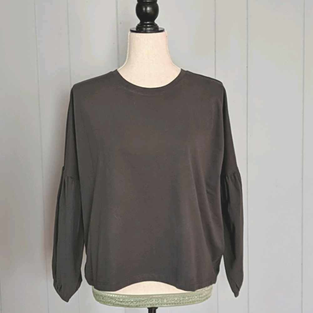 NWT Madewell Crepe Drop Shoulder Bubble-Sleeve Tee